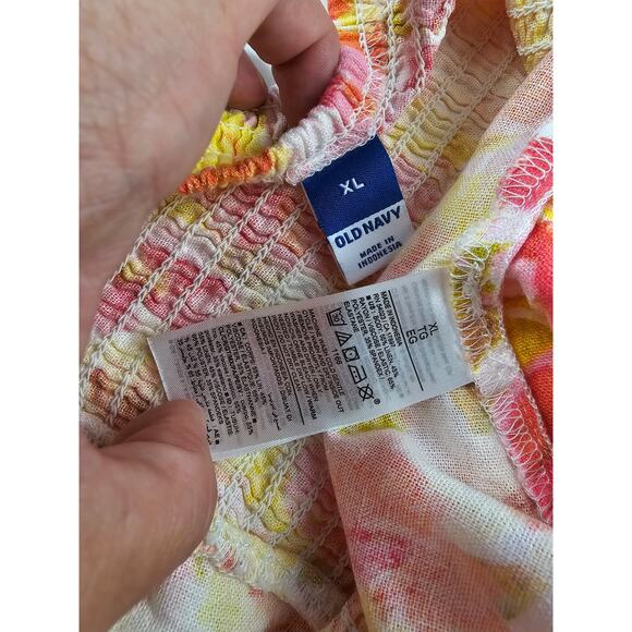 NEW NWT Bright floral linen blend tie strap tank top whimsical summer sz XL pink - Picture 5 of 7